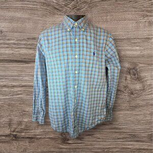Ralph Lauren Mens Blue Shirt Medium Plaid Long Sleeve Button-Down